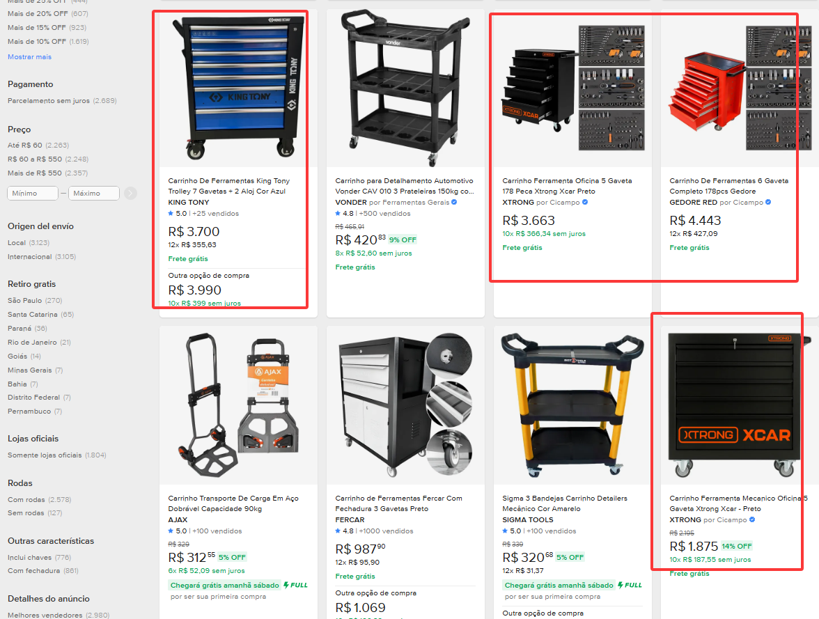 Armário de Ferramentas / Carrinho de Ferramentas